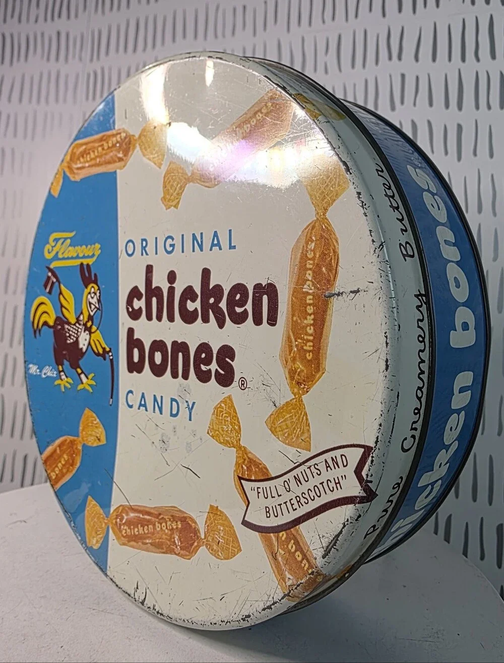 1940s Chicken Bones Hard Candies Can Original Tin - Flavour Candy Company